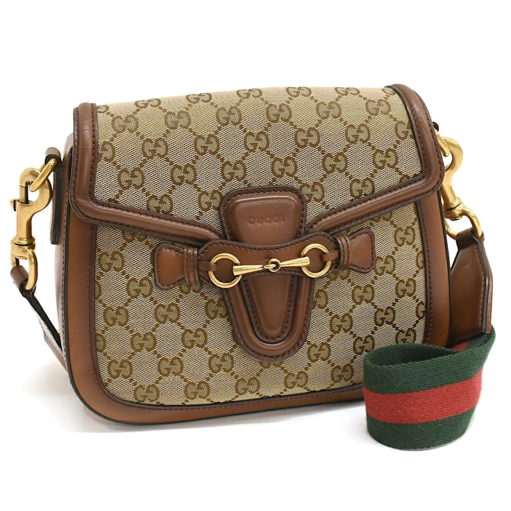 Gucci Crossbody Bag GG Horsebit Sherry Web Cream Brown